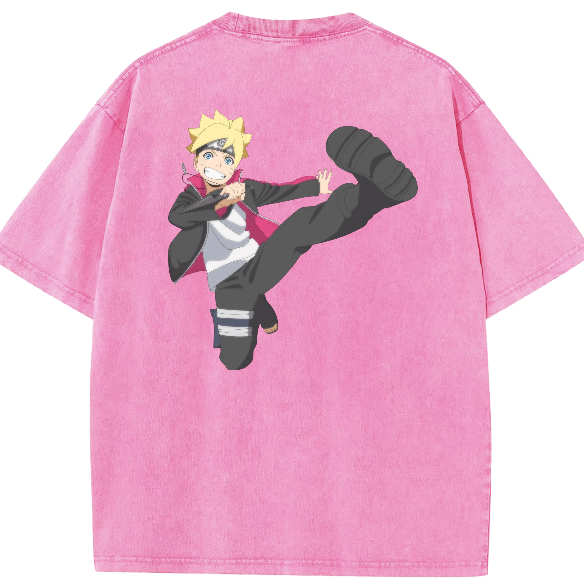 （画像用） NARUTO -ナルト- うずまき ボルト Uzumaki Boruto 綿100% ヴィンテージ風 半袖Tシャツ（背面プリント）